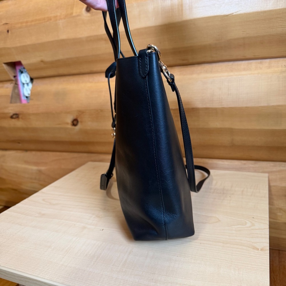 COACH 78217 Central‎ Shopper Tote Tote Bag Black Leather Brass Hardware Purse - Picture 3 of 16